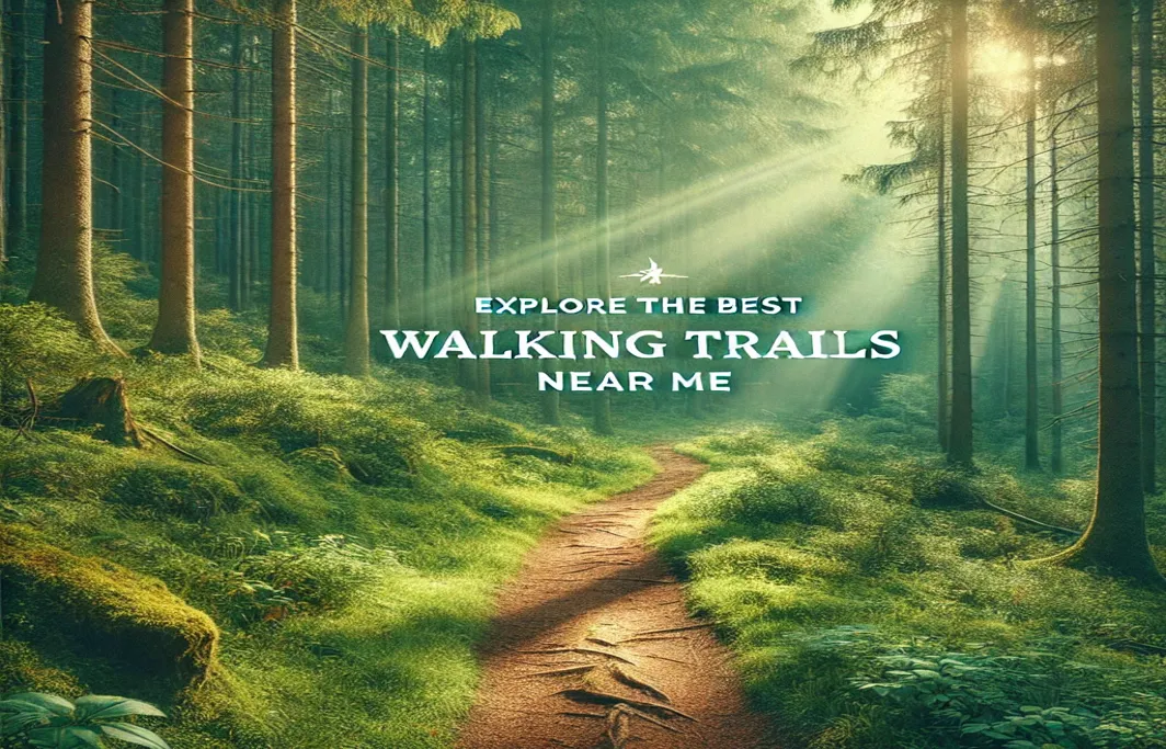 Scenic walking trail surrounded by lush greenery, perfect for relaxation and outdoor adventures, showcasing the best walking trails near me.